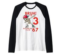 Bruh I'm 3 But One-Day I'll Be 67 Retro Third Birthday Kids Maglia con Maniche Raglan