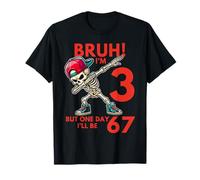 Bruh I'm 3 But One-Day I'll Be 67 Retro Third Birthday Kids Maglietta