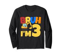 Bruh Im 3 Costruzione di escavatori 3 ° Compleanno 3 Anni Bambino Maglia a Manica