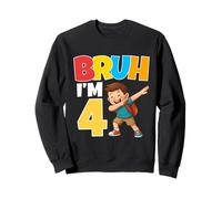 Bruh Im 4 Dabbing 4th Birthday Boy 4 Anni Prescolare Felpa