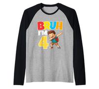 Bruh Im 4 Dabbing 4th Birthday Boy 4 Anni Prescolare Maglia con Maniche Raglan