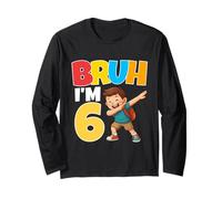 Bruh Im 6 Dabbing 6th Birthday Boy 6 Anni 1st Grade Maglia a Manica