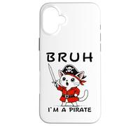 Bruh I'm A Pirate Cute Cat Halloween o festa di compleanno per bambini Custodia per iPhone 16 Plus