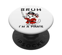 Bruh I'm A Pirate Cute Cat Halloween o festa di compleanno per bambini PopSockets PopGrip Adesivo