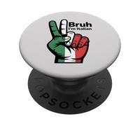 Bruh I'm Italian Funny Citazione Peace Hand Sign Italy Flag PopSockets PopGrip Adesivo