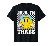 Bruh I'm Three 3 3rd Birthday Groovy Ragazzi Ragazze 3 Anni Maglietta
