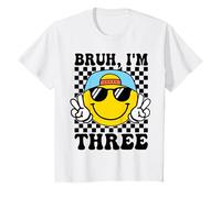 Bruh I'm Three 3 3rd Birthday Groovy Ragazzi Ragazze 3 Anni Maglietta