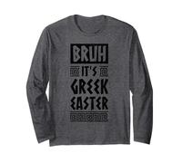 Bruh It Is Greco Pasqua Ortodossa Pasqua Grecia Bandiera Grecia Maglia a Manica