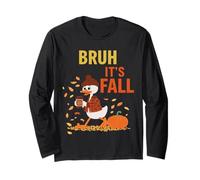 Bruh It's Fall - Divertente Design con Zucca, caffè e Anatra Maglia a Manica