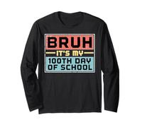 Bruh Its My 100th Day of School 100 Days Meme Ragazzi Ragazza Bambini Maglia a Manica