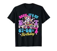 Bruh It's My 67-60=7 7th Birthday Unicorn Dabbing Girl Kid Maglietta