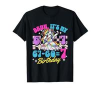 Bruh It's My 67-60=7 7th Birthday Unicorn Dabbing Girl Kid Maglietta