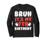 Bruh Its My 7th Birthday Hands 7 Year Bday Ragazzi Ragazze Bambini Maglia a Manica