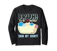 Bruh Its My 7th Birthday Signature Milestone Keepsake Fun Maglia a Manica