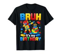 Bruh Its My Birthday Dabbing Toy Brick Robot Boys Maglietta