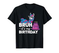 Bruh It's My Birthday Funny Llama Cake Celebration Maglietta