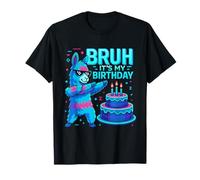 Bruh It's My Birthday Llama Piñata Funny Boy Birthday Party Maglietta