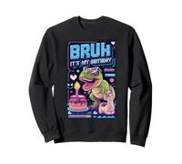 Bruh It's My Birthday T-rex Boy Girl Festa in famiglia Bday Dino Felpa