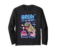Bruh It's My Birthday T-rex Boy Girl Festa in famiglia Bday Dino Maglia a Manica