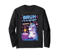 Bruh It's My Birthday Unicorn Girl Family Party Bday Kids Maglia a Manica