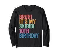 Bruh It's My Skibidi 10th Birthday Boys Girls 10 Years Old Maglia a Manica