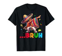 Bruh Mexican Boy Dabbing Poncho Cinco de Mayo Bambini Ragazzi Uomini Maglietta