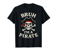 Bruh Pirate Lazy Skull Bandana Costume Pretend I'm a Pirate Maglietta