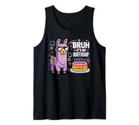 Bruh Plus Compleanno Lama Pixel Art Occhiali Festa Umorismo Canotta