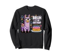 Bruh Plus Compleanno Lama Pixel Art Occhiali Festa Umorismo Felpa