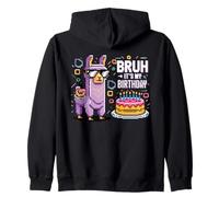 Bruh Plus Compleanno Lama Pixel Art Occhiali Festa Umorismo Felpa con Cappuccio