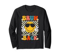 Bruh We're Back To School Vintage Peace 70s Scacchiera Maglia a Manica