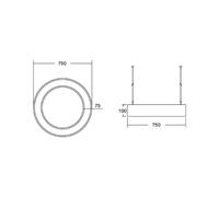 BRUMBERG Anello circolare su/giù Ø 75cm 75W on/off bianco 840 BRUMBERG