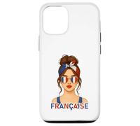 Brune Fille Française Drapeau de la France Copine ou Épouse Custodia per iPhone 12/12 Pro