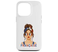 Brune Fille Française Drapeau de la France Copine ou Épouse Custodia per iPhone 13 Pro