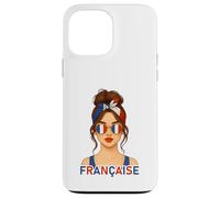 Brune Fille Française Drapeau de la France Copine ou Épouse Custodia per iPhone 13 Pro Max