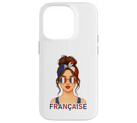 Brune Fille Française Drapeau de la France Copine ou Épouse Custodia per iPhone 14 Pro