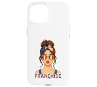 Brune Fille Française Drapeau de la France Copine ou Épouse Custodia per iPhone 15