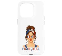 Brune Fille Française Drapeau de la France Copine ou Épouse Custodia per iPhone 15 Pro