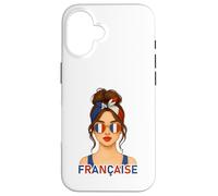 Brune Fille Française Drapeau de la France Copine ou Épouse Custodia per iPhone 16