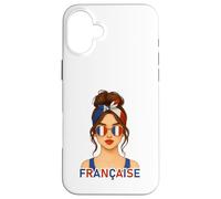 Brune Fille Française Drapeau de la France Copine ou Épouse Custodia per iPhone 16 Plus