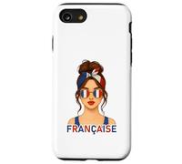 Brune Fille Française Drapeau de la France Copine ou Épouse Custodia per iPhone SE (2020) / 7 / 8