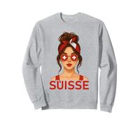 Brune Fille Suisse Drapeau Suisse Copine et Épouse Suisse Felpa