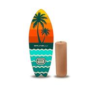 Brunelli Balance Board in legno - Balance Board con rullo in sughero, equilibrio Core Training Fitness Training Stability Training Principiante avanzate (surfer 87 cm + rullo di sughero)
