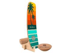 Brunelli Balance Board Set completo con rullo in sughero, emisfero e supporto, 14 modelli a scelta, in legno, antiscivolo, equilibrio, fitness e divertimento (Pill set completo da 86 cm)
