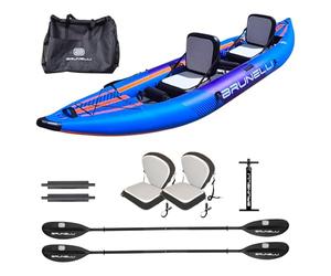 Brunelli Kayak gonfiabile per 2 persone, set completo Drop-Stitch, canoa, kayak tour, barca a paddle, blu