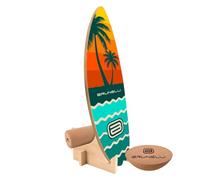 Brunelli Set completo di Balance Board con rullo in sughero, emisfero e supporto, 14 modelli a scelta, in legno antiscivolo, Balance Training Fitness e divertimento (Halfshell set completo da 88 cm)