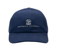 Brunello Cucinelli, ,Accessories ,Uomo ,Blu ,L Logo Cotton Baseball Cap