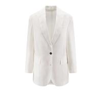 Brunello Cucinelli - Blazer in Cotone con Monile - - Jackets - Donna - Bianco - M