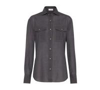 Brunello Cucinelli, ,Blouses & Shirts ,Donna ,Grigio ,L Camicia in Organza di Lana