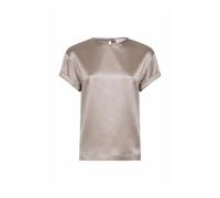 Brunello Cucinelli, ,Blouses & Shirts ,Donna ,Marrone ,S Camicia in Raso di Seta Stretch con Monili